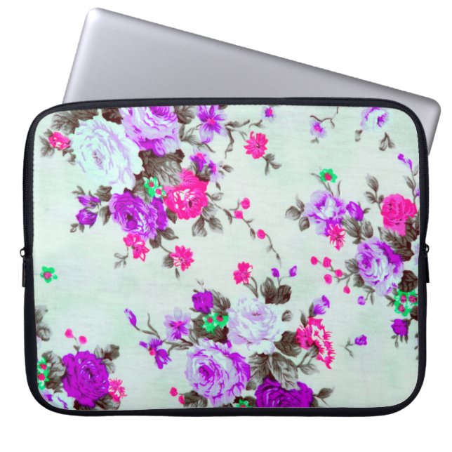 Vintage Blumenstoffe, Farbstoff Retro Laptopschutzhülle (Vorderseite)