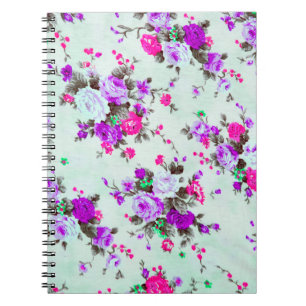 Vintage Blumenstoffe, Farbstoff Retro Notizblock