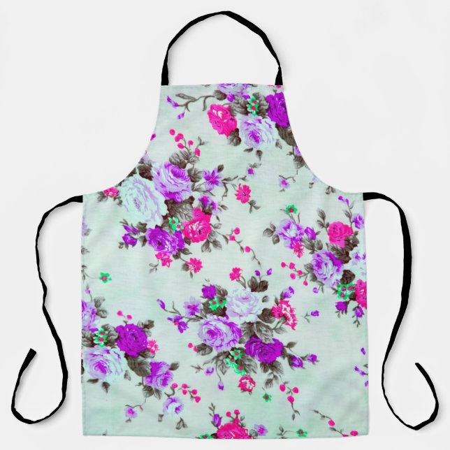 Vintage Blumenstoffe, Farbstoff Retro Schürze (Vorderseite)