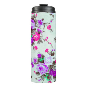 Vintage Blumenstoffe, Farbstoff Retro Thermosbecher