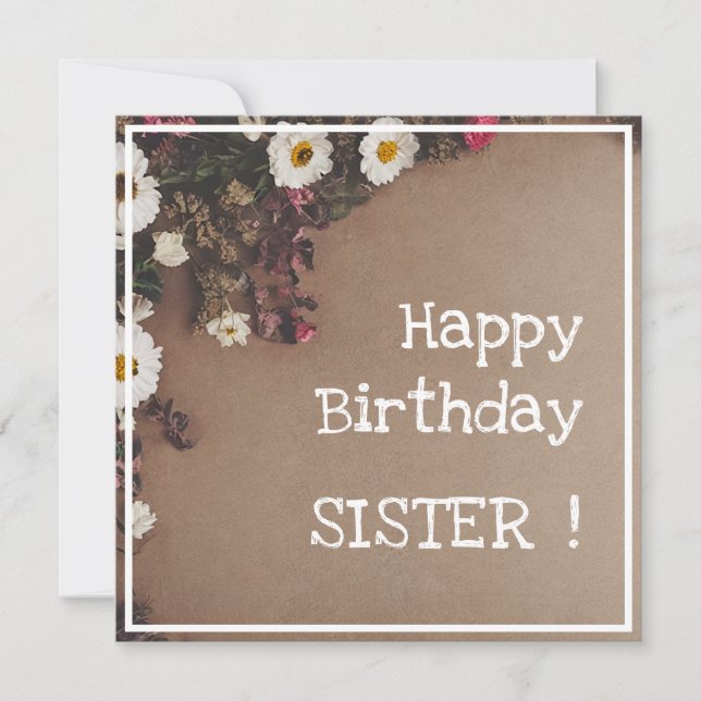 Vintage Blumenstrände Niedliche Blume Schöne Gebur Karte (Vorderseite)