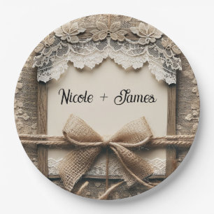 Vintage Blumenstrasse Burlap Rustikale Hochzeit Pappteller