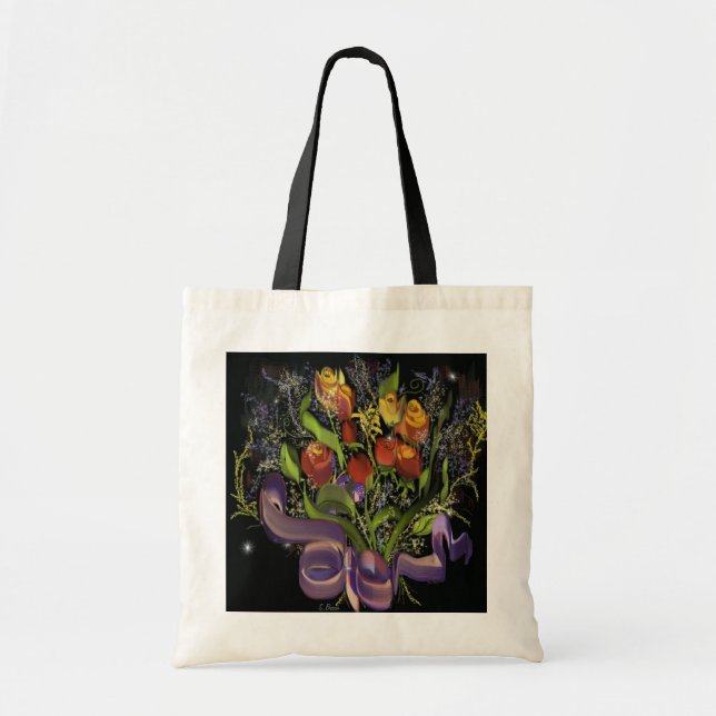 Vintage Blumenstrauß-Tasche Tragetasche (Vorne)