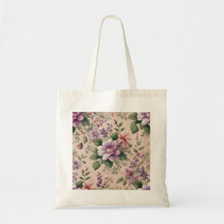 Vintage Blumenstrauß-Tasche - Weich beige mit Tragetasche