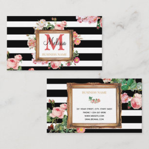 Vintage Blumenstreifen Makeup Artist Schönheitssal Visitenkarte