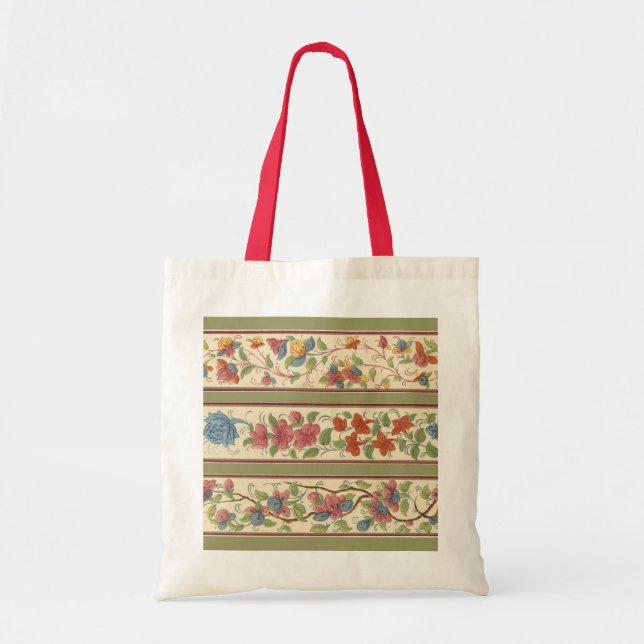Vintage Blumenstreifen Tragetasche (Vorne)