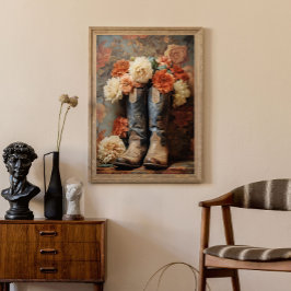 Vintage Blumentextur Cowboy Stiefel Decoupage Seidenpapier