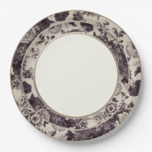 Vintage BlumenToile feine China Sepia-Browns Pappteller