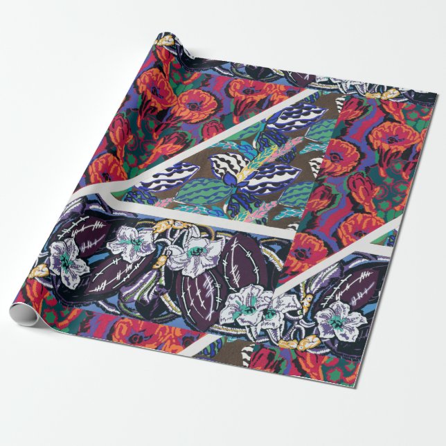 Vintage Blumenvarianten Quatre Vingt Six Motifs Geschenkpapier (Ungerollt)