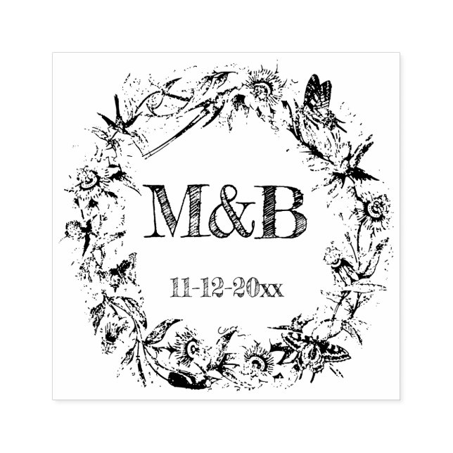 Vintage Blumenzähne Gummistempel (Prägung)