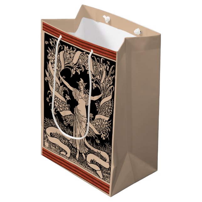 Vintage Blumenzapfbeutel Mittlere Geschenktüte (Vorderseite Schrägansicht)