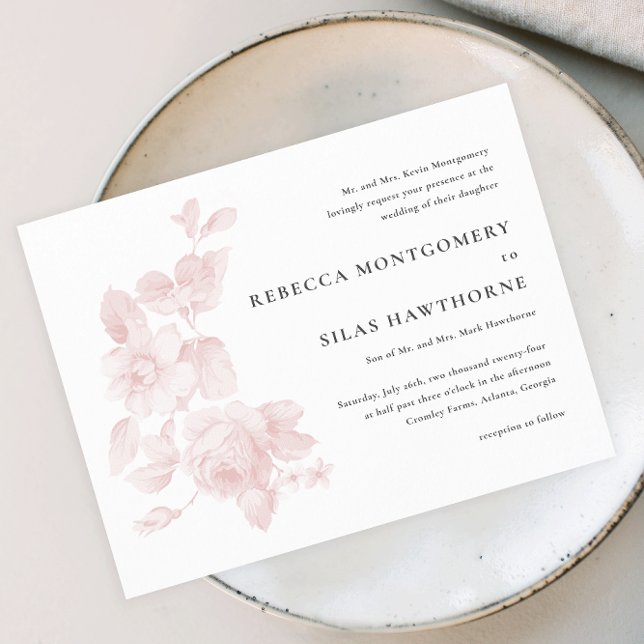 Vintage Blumenzwiebeleinladung (Budget elegant floral wedding invitation.)