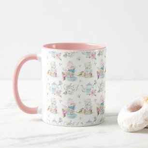 Vintage Blumeteeparty viktorianisches Wasserfarbmu Tasse