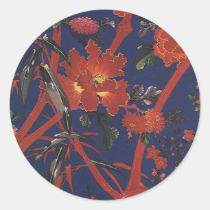 Vintage Blumige Art Deco, Gartenblumen Runder Aufkleber