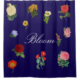Vintage Blumige Blütenpracht Blaue Große Rosengart Duschvorhang
