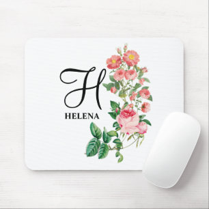 Vintage Blumige Botanische Individuelle Initialen Mousepad