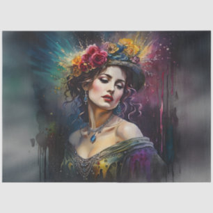 Vintage Blumige Frau Regenbogen Romantisch Seidenpapier