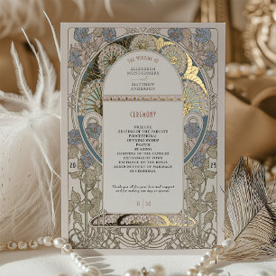 Vintage Blumige Hochzeit Staubblaues Programm