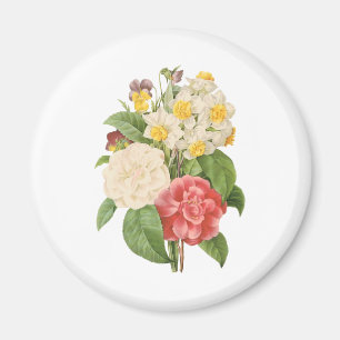 Vintage Blumige Kamelie Narzissen Blumen von Redou Magnet