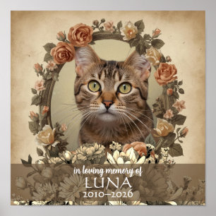 Vintage Blumige Katzen Gedenkstätte Individuelle F Poster