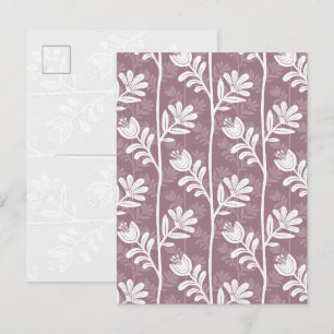 Vintage Blumige Rose Mauve Botanische Silhouette Postkarte