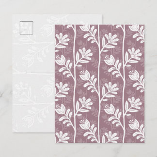 Vintage Blumige Rose Mauve Botanische Silhouette Postkarte