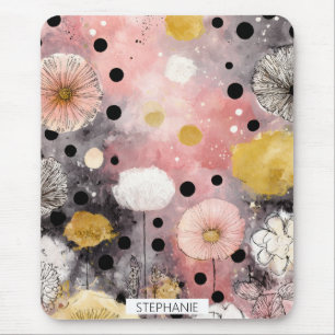 Vintage Blumige Wasserfarbe-Polka-Punkt-Kunst (8) Mousepad