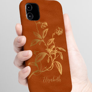 Vintage-blumiges Gold mit verbranntem Orange, pers iPhone 16 Hülle