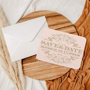 Vintage Blush Antique Flourish Save the Date Magnet