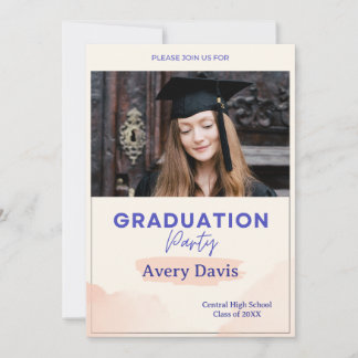 Vintage Blush Blue Watercolor Botanical Floral Einladung