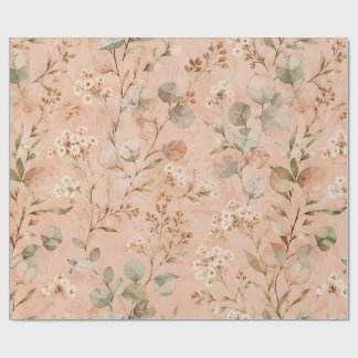Vintage-Blush-Blumen-Aquarell-Eukalyptus-Muster Geschenkpapier