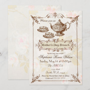 vintage Blush Blumen-Muttertags-Brunch-Teeparty Einladung