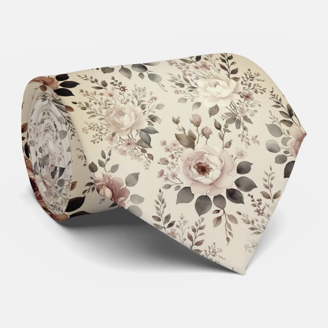 Vintage-Blush-Blumenmuster  Krawatte (Gerollt)