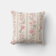 Vintage-Blush-Blumenstreifen-Wurfkissen – Cottage