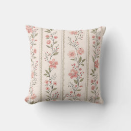 Vintage-Blush-Blumenstreifen-Wurfkissen – Cottage Kissen