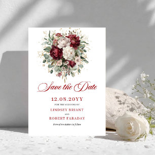 Vintage Blush Burgunder Floral Save The Date