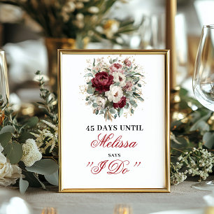 Vintage Blush Burgundy Dais Until I Do Schild