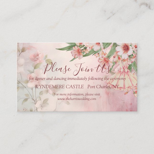 Vintage Blush Dress Wedding Begleitkarte (Vorderseite)