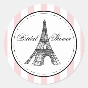 Vintage Blush Eiffelturm Paris Braut- Runder Aufkleber