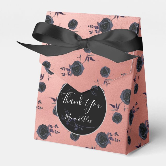 Vintage Blush mit Schwarz-Rose-Hochzeit Geschenkschachtel (Vorderseite)