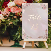 Vintage Blush Pfingstrose Folien-Tischnummernkarte