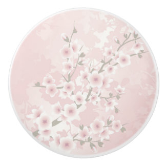Vintage Blush PInk Cherry Blossom Keramikknauf