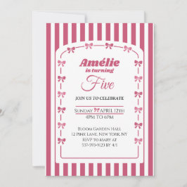 Vintage Blush Pink Coquette Bow Girl 5th Birthday  Einladung