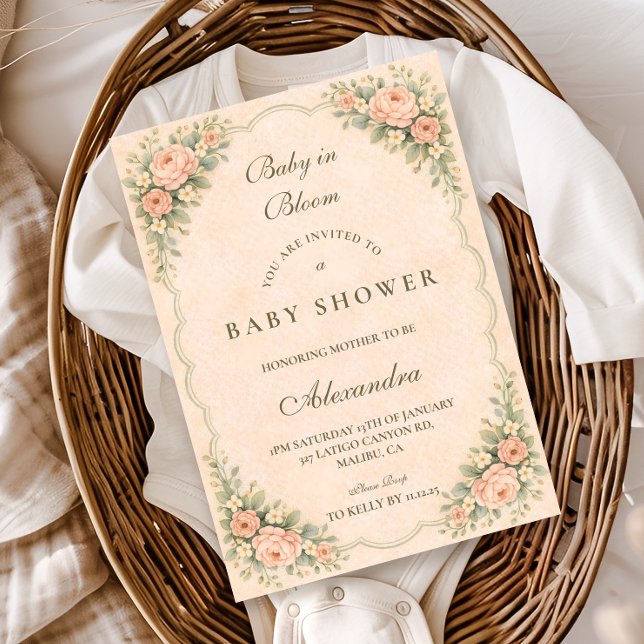Vintage Blush Rose Garden Baby Shower Einladung (Von Creator hochgeladen)