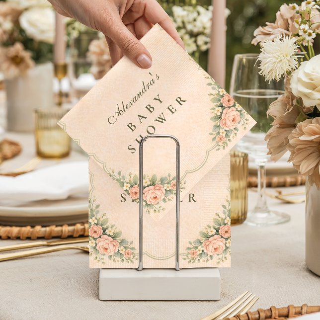 Vintage Blush Rose Garden Baby Shower Serviette (Von Creator hochgeladen)