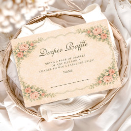 Vintage Blush Rose Garden Diapper Raffle Begleitkarte