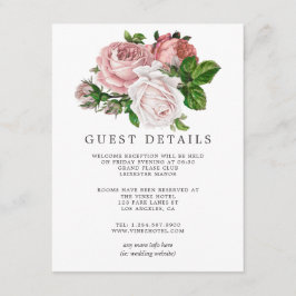 Vintage Blush- und Burgundy-Hochzeitsgäste Details Begleitkarte