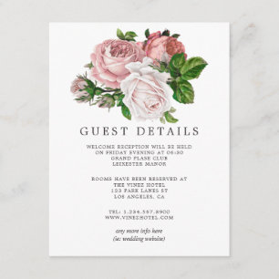Vintage Blush- und Burgundy-Hochzeitsgäste Details Begleitkarte