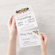Vintage-Blush- und Pflaumen-Blumen-Hochzeitseinlad