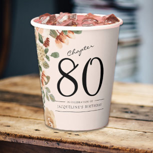 Vintage Blüte am 80. Geburtstag Pappbecher